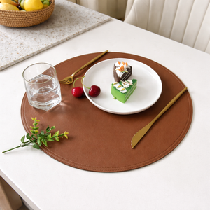 Mantel Individual de Lujo de Cuero Sintético PU, Lavable, para Eventos Festivos, Hogares Modernos, Mantel Individual Redondo Personalizado para Mesa de Café y Comedor - Product Image 2