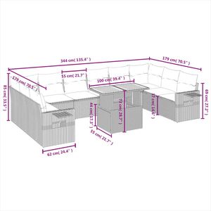 Ensemble de canapés de jardin avec accoudoirs réglables, grand modèle en rotin PE noir, accoudoirs larges et réglables - Product Image 3