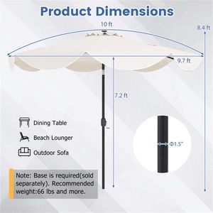 Sombrilla de Patio para Exteriores de 10 Pies, Color Beige, con 24 LED y Energía Solar, Resistente a la Intemperie - Product Image 5