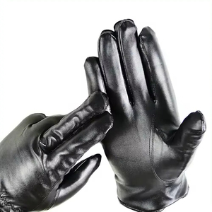 Gants de vélo en cuir noir, longueur poignet, doublure thermique, pour sports de plein air, hiver, usage quotidien décontracté - Product Image 6