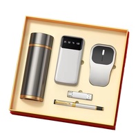 Juego de 5 Regalos Promocionales, Caja de Regalos de Agradecimiento, Vaso, Bolígrafo, Memoria USB, Ratón Inalámbrico, Banco de Energía para Mujeres y Hombres