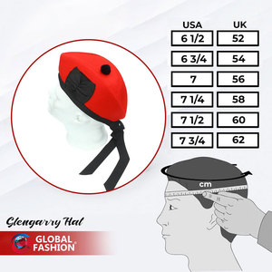 Casquette Glengarry rouge, chapeau traditionnel, 100% laine, laine acrylique, tartan, accessoires pour dudels, ruban en polyester et coton - Product Image 6