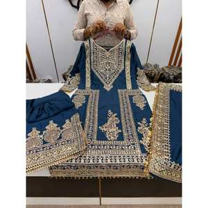 Hermoso conjunto de Parte superior inferior y Dupatta para mujer con bordado pesado y codificación de trabajo de secuencia Dori - Product Image 4