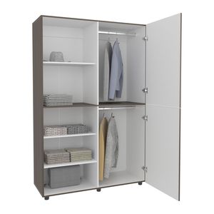 Armadio Eco High a Una Porta, Compatto, Bianco Mogano, per Camera da Letto, con Asta Appendiabiti e Ripiani Interni - Product Image 6