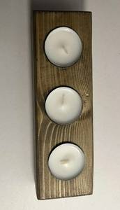 Solid Wood <b>Tealight</b> Candle <b>Holder</b> Handmade Rustic 3 Candles Tabletop Decor for Home Office and Restaurant Use - Product Image 5