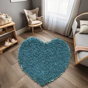 Mignon Floral Super Lavable Coeur Forme Coton Shaggy Tapis Tapis Tendance Enfants Chambre Tapis pour Pépinière En Gros - Product Image 1