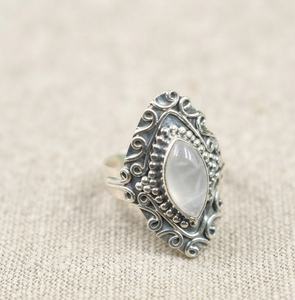 Natural Marquise Rose Quartz Statement <b>Ring</b> 925 Sterling Silver Boho Vintage Artisan Cocktail <b>Ring</b> Rose Gold & Yellow Gold <b>Plate</b> - Product Image 4
