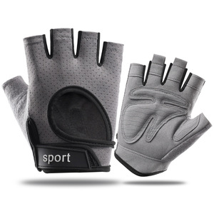 Gants de sport demi-doigts en cuir PU unisexe pour musculation, entraînement fitness, amélioration de la préhension, avec support de poignet à enfiler - Product Image 5