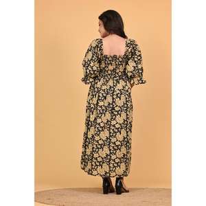 Vestido Maxi Floral de Algodón Indio para Mujer, Estilo Bohemio, Ecológico, Transpirable, Hecho a Mano, Silueta Evase, Ropa de Verano - Product Image 4