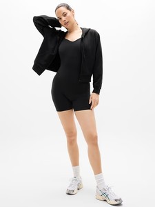 Sweat-shirt à capuche court noir en molleton bouclette coupe droite unisexe, couleur unie, respirant, tricoté, pour l'été, 100% coton - Product Image 2