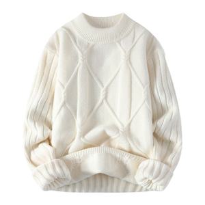 Suéter de Punto Trenzado Estándar para Hombre, Esencial para el Invierno, Antibolitas, Suave y Cálido, con Logotipo Frontal - Product Image 1