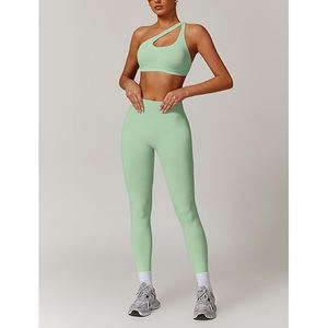 Conjunto de Yoga Color Block para Mujer, Sujetador Deportivo, Leggings de Cintura Alta, Efecto Espacial, Nailon y Spandex - Product Image 5