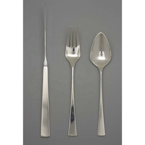 Couverts en acier inoxydable de haute qualité, plaqués argent, polis miroir, simplicité, avec un revêtement laser, manche long, couteau, fourchette - Product Image 2