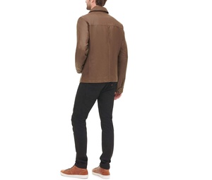 2026 High Quality Men's Autumn Fashion Casual Wear Durable <b>Canvas</b> Fabric 100% Genuine Men's Sheep Skin Leather <b>Jacket</b> - Product Image 3