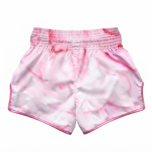 Custom Logo Pink Tie-Dye Satin Muay Thai Shorts | Premium Women's Sublimated Kickboxing <b>Trunks</b> Girls' Professional Boxing & MMA - Product Image 2
