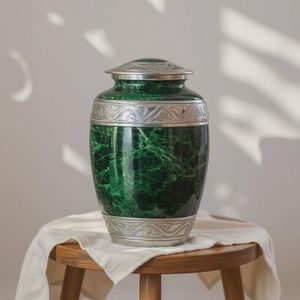 Curved Sides Aluminum Urn for Human Ashes Adult Size - Rounded <b>Walls</b> Metal Cremation Urn-Arched Panels <b>Memorial</b> Vase for Funeral - Product Image 4