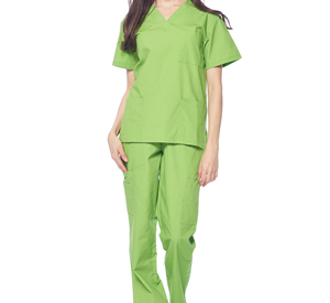 Conjunto de Uniforme Médico de Algodón Verde para Mujer, Cuello en V, Manga Corta, Pantalones, Ropa de Hospital, Personalizable con Marca y Detección de Agujas - Product Image 3