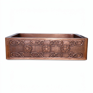 Hand Embossed Rectangular Shape Copper Sink Premium Quality Modern Style Bathroom Kitchen Accessories <b>Basins</b> - Product Image 1