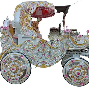 Landau cheval blanc pour noël/cendrillon citrouille buggy cheval pour mariage/princesse mariage buggy citrouille d'or cheval buggy