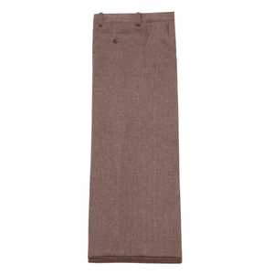 Pantalon large marron pour femme, taille haute, coupe ample, longueur intégrale, couleur unie, style minimaliste, fermeture boutonnée, tissu en laine, idéal pour l'automne - Product Image 3