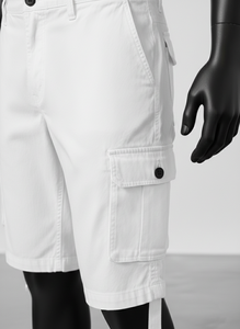 กางเกงขาสั้นคาร์โก้ผู้ชายสำหรับฤดูร้อน กางเกงขาสั้นคาร์โก้ลำลองสไตล์ไฮสตรีทเหนือเข่า ผ้าฝ้าย กางเกงขาสั้นซาฟารีสำหรับผู้ชาย - Product Image 4