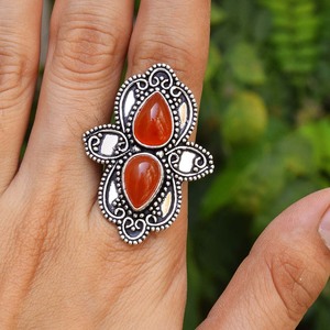 Carnelian Gemstone <b>Ring</b> 925 Sterling <b>Silver</b> Handmade Jewelry Elegant <b>Statement</b> <b>Ring</b> for Women Gift custom jewelry manufacturer - Product Image 1