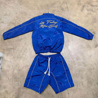 Ensemble coupe-vent deux pièces pour homme, personnalisé, couleur contrastée, imperméable, séchage rapide, tricoté, brodé, nylon léger, décontracté, hiver