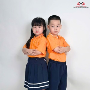 เสื้อโปโลโรงเรียนประถม FMF สีส้มสำหรับเด็กผู้ชาย – เสื้อชุดนักเรียนเด็กผ้าถักโพลีเอสเตอร์สแปนเด็กซ์ 50D น้ำหนักเบา - Product Image 1