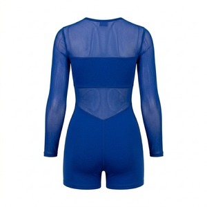 Women's full Sleeve pickleball Mesh performance playsuits O-Neck Bodysuit Breathable Spandex Nylon Sporty One Piece Above <b>Knee</b> - Product Image 3