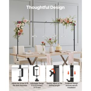 Supporti Regolabili per Palloncini da Tavolo, 13-42 Pollici di Altezza, 28-98 Pollici di Lunghezza, 2 Pezzi, per Matrimoni e Decorazioni - Product Image 4
