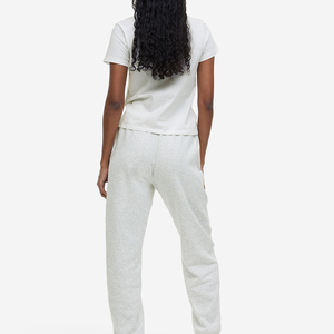 Pantalon de survêtement bleu foncé ample en tissu jersey doux 65% coton 35% polyester avec poignets côtelés - Product Image 3