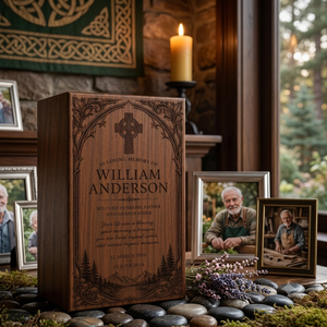 Personalized Wooden <b>Memorial</b> <b>Box</b> Resin Urn Keepsake Cremation Ash Holder Decorative Remembrance Gift - Product Image 2