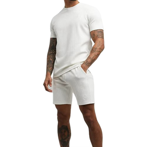 Pantalones Cortos de Malla Tejida Casual para Hombre, 100% Algodón, de Calidad Premium, con Cierre de Cordón Elástico - Product Image 1