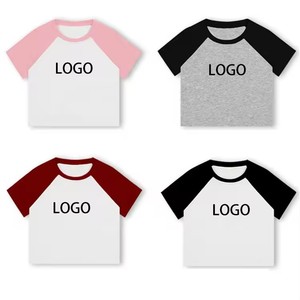 Manufacturer Custom Womens Slim Fit Crop <b>Top</b> Stretch Baby Tee <b>Rhinestone</b> Neck Embroidery Fitness T Shirt - Product Image 4