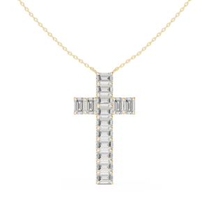 Timeless Faith & Elegance Emerald Cut Diamond Cross Pendant <b>Necklace</b> <b>Women</b> 10k/14k/18k Gold/<b>Sterling</b> <b>Silver</b> Lab Grown Jewelry - Product Image 2