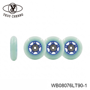 Skateboard <b>Wheels</b> PU Sky Blue Transparent ABEC-7/9/11 Bearing WB08076LT90-1 YEOU CHERNG - Product Image 4