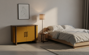 Buffet moderne à 2 portes en chêne massif pour salon - Rangement résistant à l'eau avec design minimaliste - Product Image 4