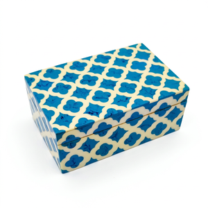 Boîte de rangement de table à fermeture magnétique avec incrustation de motifs carrés en nacre et coquille d'ormeau, fabrication artisanale, OEM ODM, DECORYUG - Product Image 1