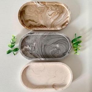 <b>Rustic</b> Brown Resin Tray Rounded Edge Decorative Organizer for <b>Bathroom</b> <b>Vanity</b> Coffee Table Home Decor and Display - Product Image 2