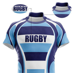 Ensemble de maillot de rugby rayé rouge et noir pour homme, manches courtes, ajusté, respirant, en polyester, pour toutes les saisons, uniforme de rugby, le meilleur - Product Image 4