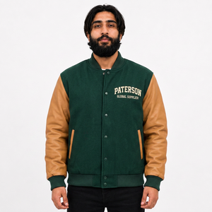 Custom Heavy <b>Weight</b> Eco-Friendly Unisex Varsity Jacket with <b>Stand</b> Collar Front Logo Embroidery <b>for</b> Wholesale US Apparel Brands - Product Image 6