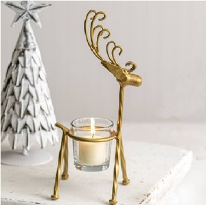 Golden Deer <b>Tea</b> Light Holder Brass Christmas Home Decoration Heat Resistant <b>Candle</b> Stand - Product Image 1