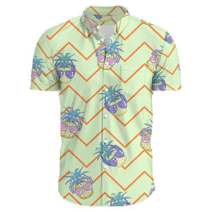 Wholesale Summer Men's Short Sleeve Hawaiian Beach Shirt Sublimation Printed Polyester Cotton Men Beach Shirts OEM Manufacturer - Product Image 1