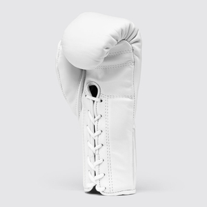 Gants de boxe sur mesure, couleur blanche, à lacets, Pro X, pour sparring, compétition, entraînement, en cuir véritable. - Product Image 4