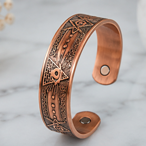 Luxury Embossed Masonic <b>Compass</b> Motif Magnetic Pure Copper Bangle Metal Jewelry Exquisite Craftsmanship - Product Image 2