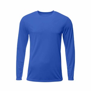 Men's long Sleeve Crew Neck T-Shirt Regular Fit Solid Color Quick Dry Knitted Polyester Casual Shirt - Product Image 4