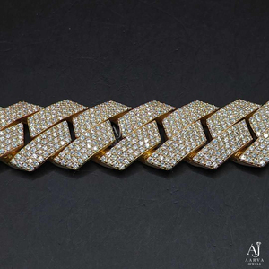AARVA JEWELS 925 Silver Rhodium Plated Moissanite Hiphop <b>Statement</b> <b>Necklace</b> Brilliant Cut Channel Setting Geometric Link Chain - Product Image 3
