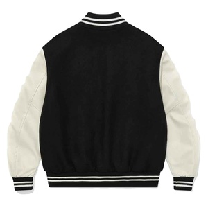Veste universitaire sur mesure pour homme, noire et crème, avec patch brodé, style preppy, vêtement d'extérieur de baseball - Product Image 2