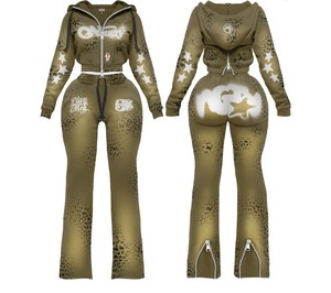 Conjunto Deportivo de Camuflaje para Mujer, Sudadera con Capucha y Cremallera Completa, Pantalones Deportivos, Ropa Urbana con Logotipo Personalizado - Product Image 6