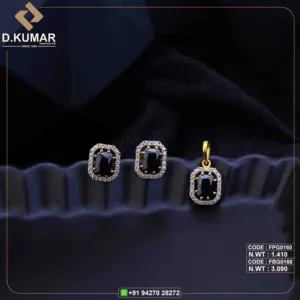 D.Kumar BIS HALLMARK Certifié 4,5g Luxe Or 22K Vintage Femme Cristal Naturel Géométrique Carré Ensemble de Boucles d'Oreilles Clip-on - Product Image 3
